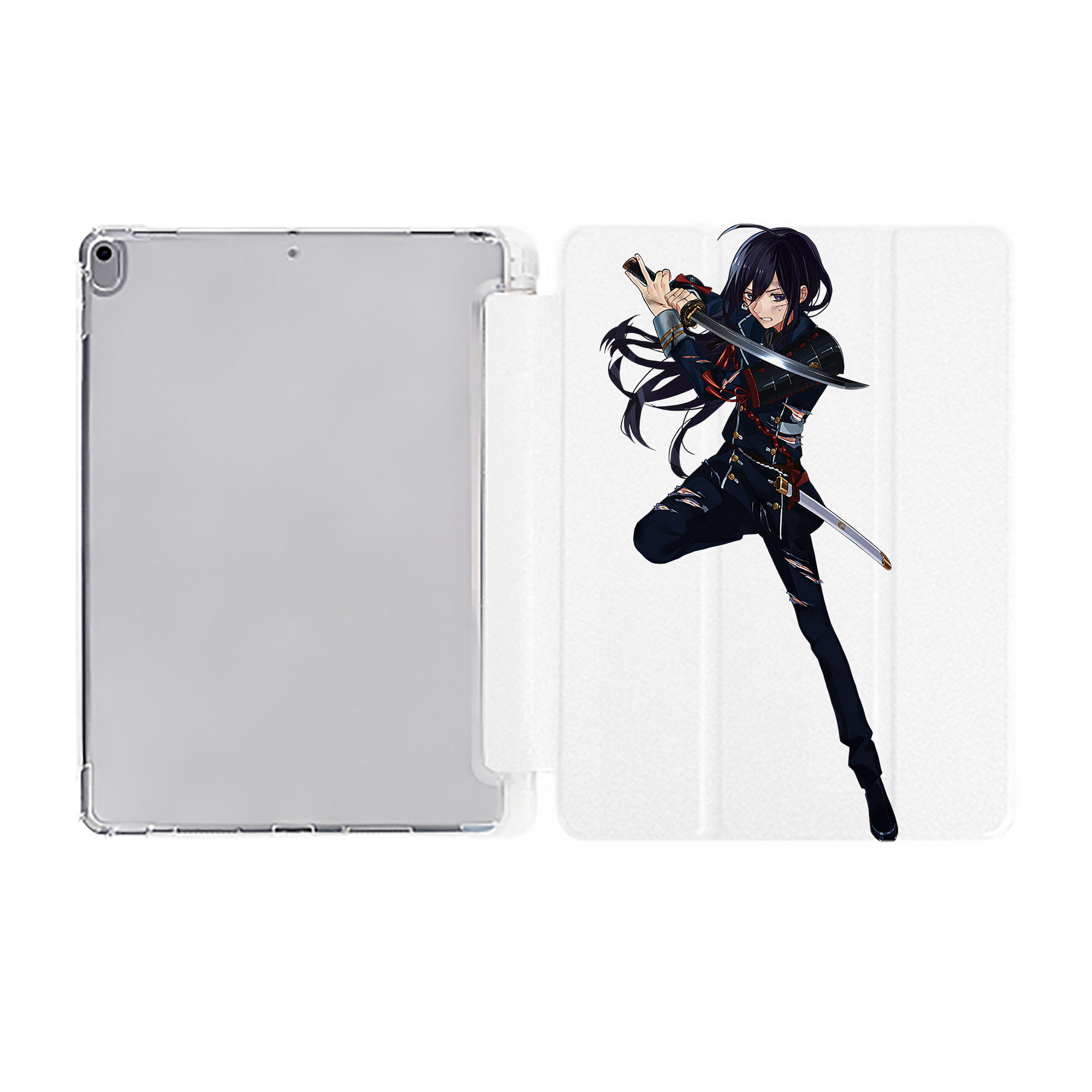 （画像用） 刀剣乱舞 Touken Ranbu IPad ケース ペン収納付き 三つ折りスタンド PUレザー×シリコン 対応機種9.5/10.5/10.9インチ